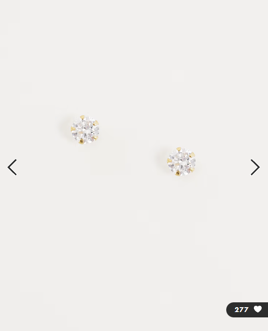 Kingsley Ryan gold plate 5mm gemset round stud