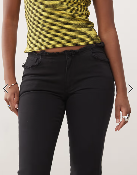 Monki low rise stretch bootcut jeans in washed black