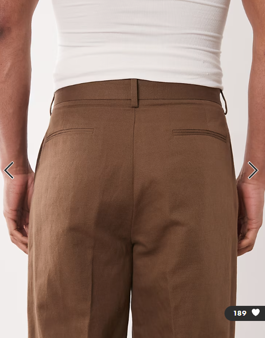 ASOS DESIGN smart pleated linen rich wide leg trousers in dark brown
