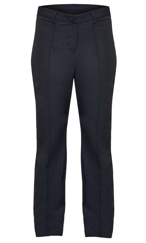 Black Woven V Front Pintuck Flared Trousers