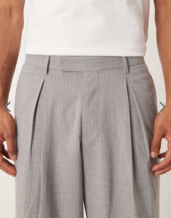 ASOS DESIGN loose suit trousers in grey pinstripe