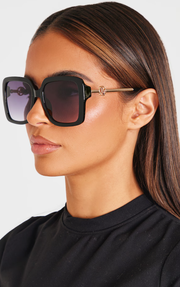 Black Over-Sized Square Sunglasses