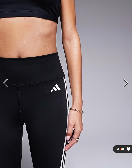 adidas Training Essentials 3 stripe 7/8 leggings in black