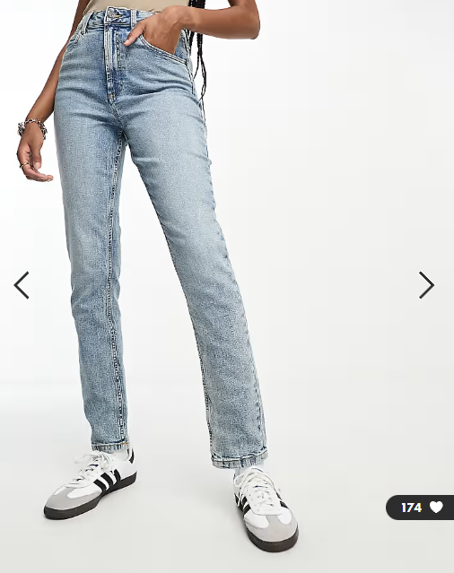 ASOS DESIGN Tall slim fit comfort mom jeans in mid blue
