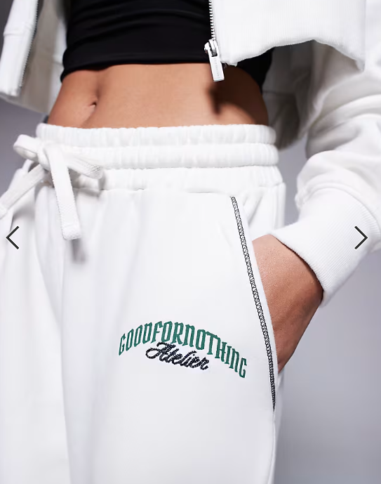 Good For Nothing co-ord sweat logo joggers in off white