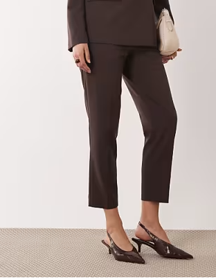 Nobody's Child wool feel tailored cigarette trouser co-ord chocolate brown
