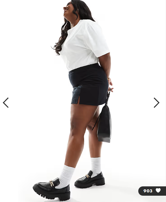 ASOS DESIGN Curve tennis skort in black