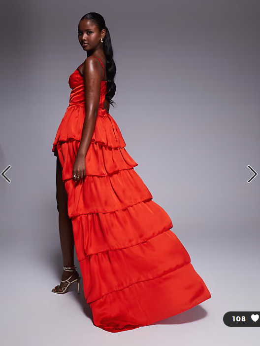 The Dolls House Circa Dolce tiered ruffle high low maxi dress in red