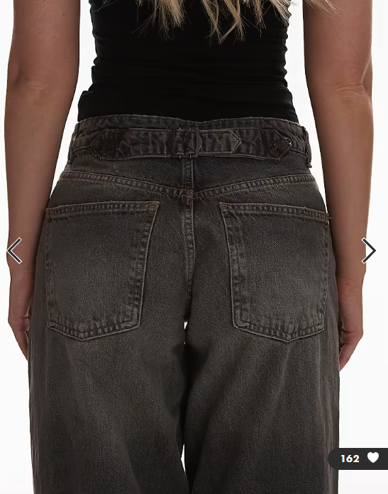 Topshop - hourglass cinch low rise relaxed hean in dark grey