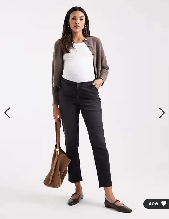 ASOS DESIGN Maternity slim fit comfort mom jeans in washed black