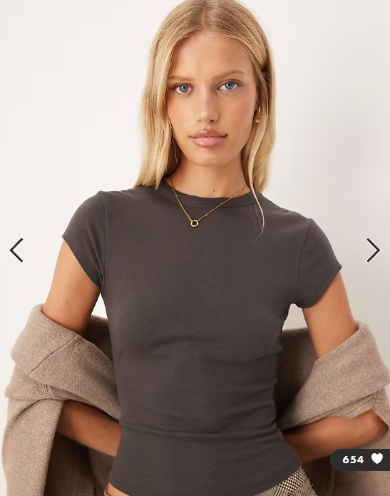 ASOS DESIGN soft baby tee in charcoal