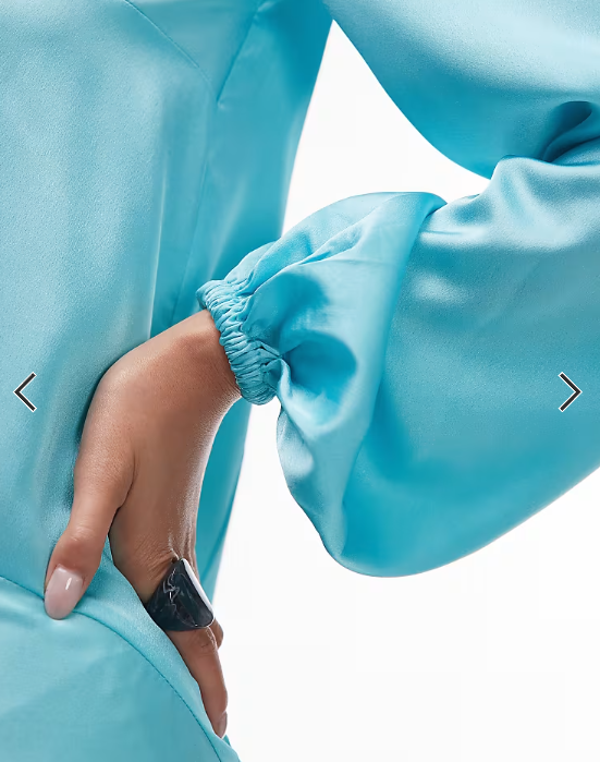 ASOS ARCHIVE satin maxi dress with dropped waist and scarf detail in turqouise