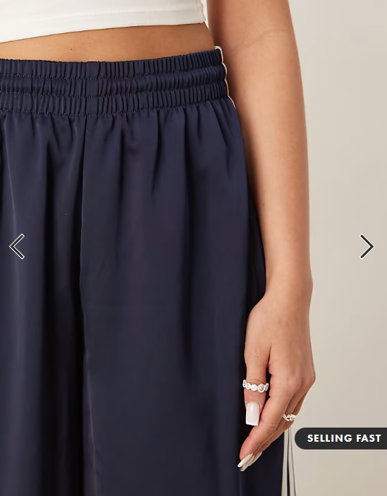adidas Originals wide leg satin joggers in navy