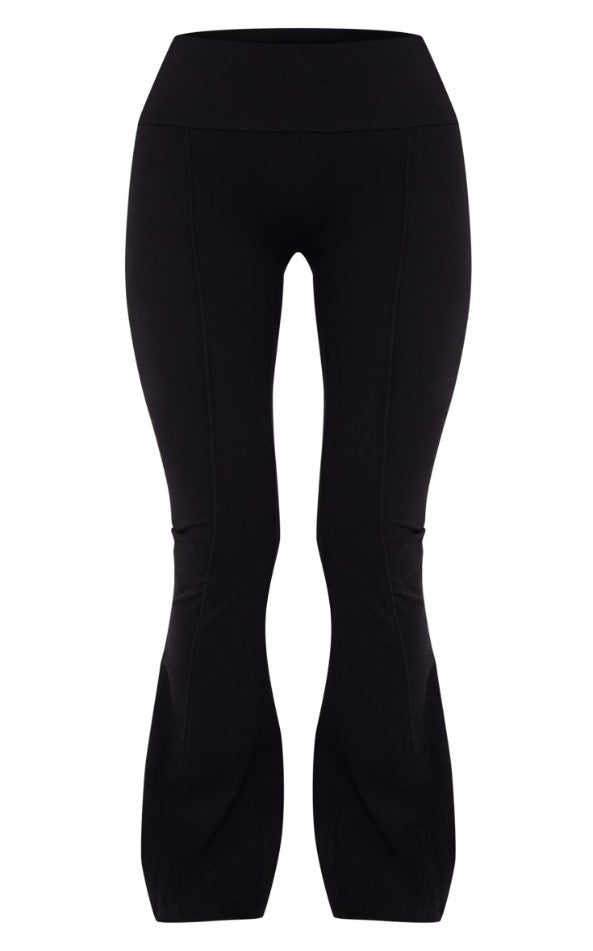 Petite Black Contour Sculpt Seam Detail Flared Trousers