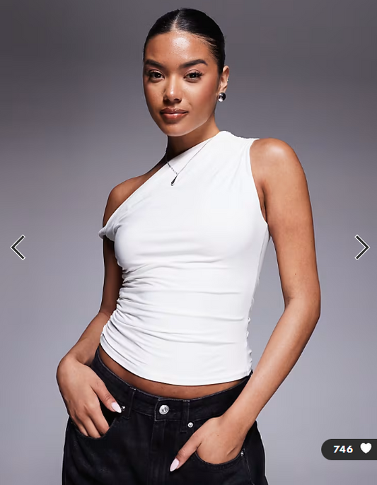 Kaiia exclusive double layered slinky off shoulder top in white
