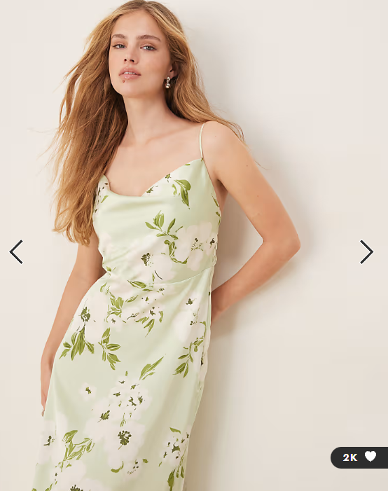 Vila satin floral midi dress in pale green