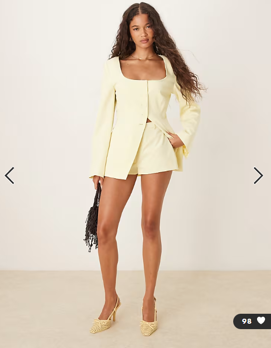 ASOS DESIGN tailored micro shorts in lemon