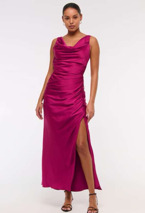 Cowl Neck Draped Maxi Dress