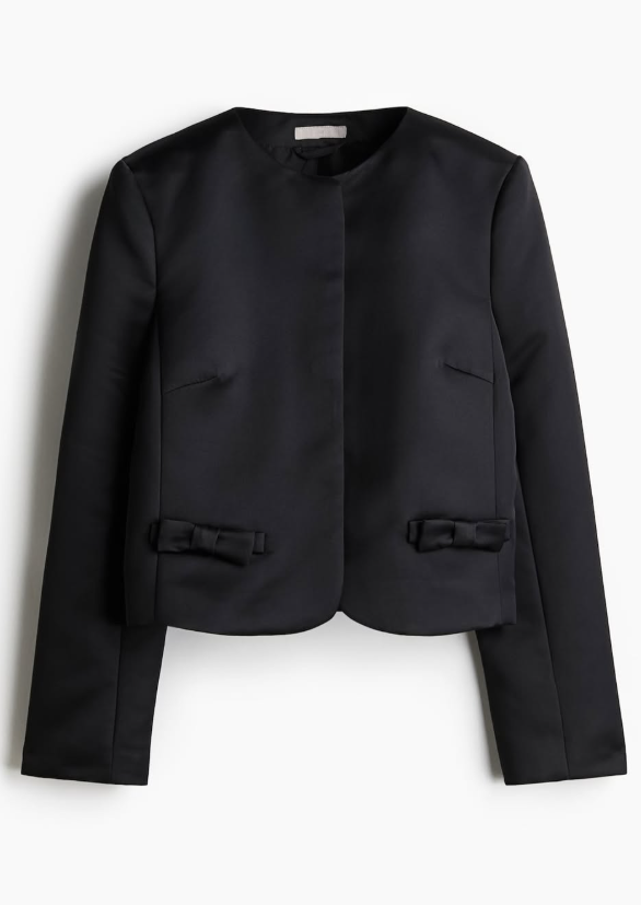 H&M - BOW-DETAIL SATIN JACKET