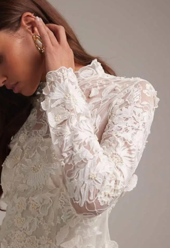 ASOS DESIGN embroidered bodice hybrid maxi wedding dress with train