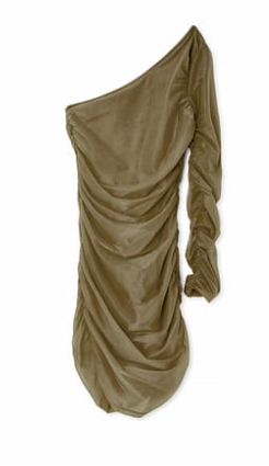 Na-kd One Shoulder Rouched Mini Dress Green
