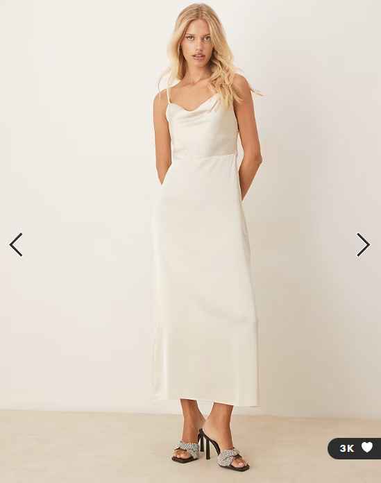 Vila satin cowl neck cami maxi dress in cream
