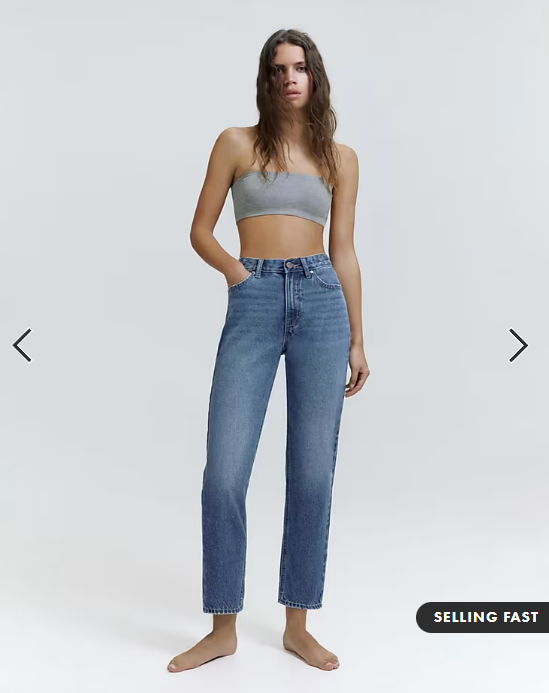 Pull&Bear Petite high-waist mom fit jeans in dark blue