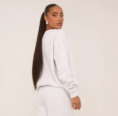 Long Sleeve Graphic Print Sweatshirt In Grey