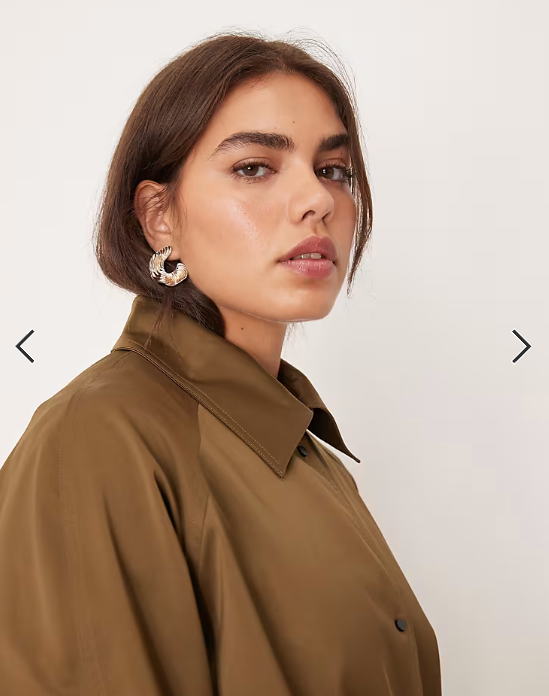 ASOS DESIGN Curve longline trench in khaki