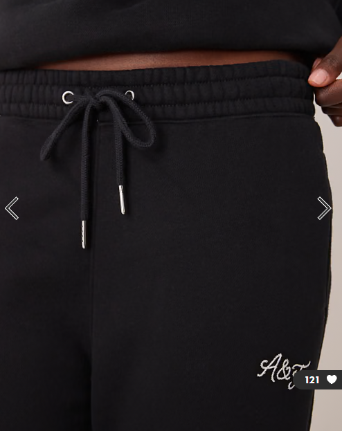 Abercrombie & Fitch side logo high rise relaxed sweatpants in black