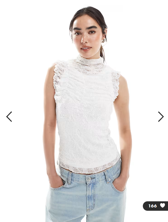 Vero Moda sheer ruched lace sleeveless top in white