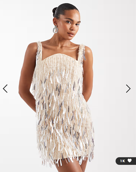 Asos Design Curved Neck allover Embellished