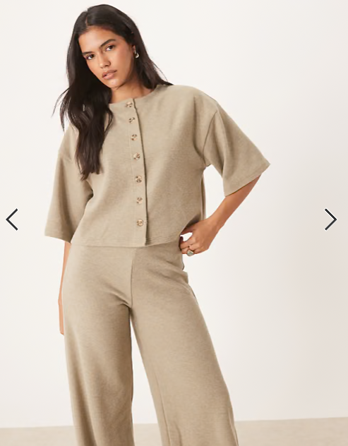 ASOS DESIGN Supersoft short sleeve cardigan in taupe marl - BEIGE