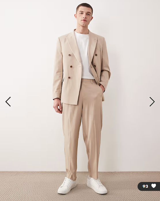 ASOS DESIGN relaxed tapered suit trousers in beige fine twill
