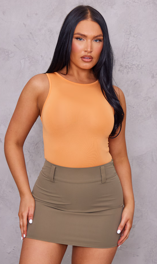 Orange Basic Slinky Racer Bodysuit