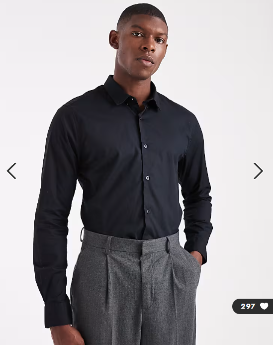 ONLY & SONS slim fit stretch poplin shirt in Black