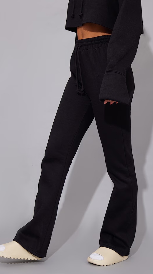 Black High Waisted Flared Leg Sweatpant