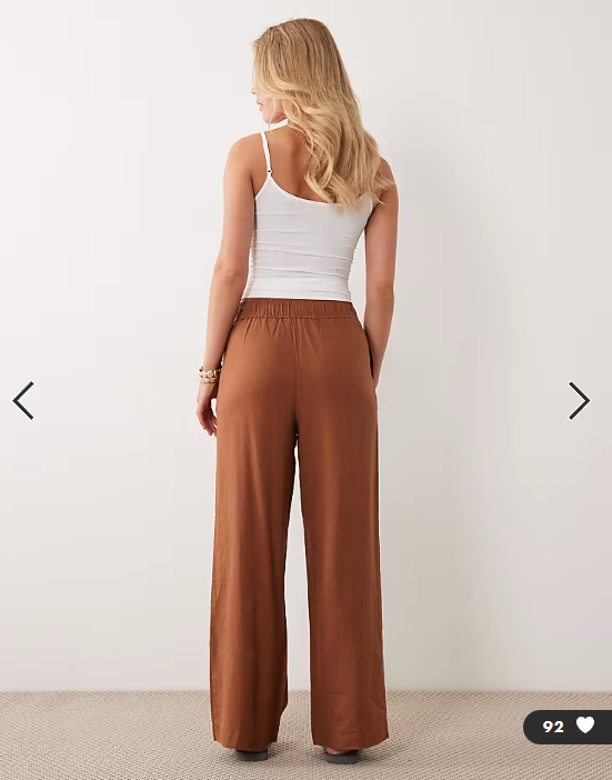 New Look Petite linen blend wide leg trousers in rust