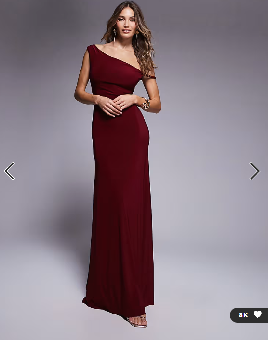 ASOS DESIGN twist shoulder with lace up back maxi dress in wine