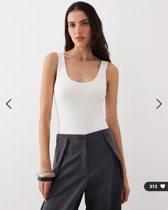 ASOS DESIGN polyamide slinky scoop bodysuit in ivory