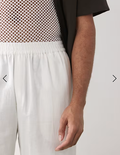 COLLUSION relaxed woven trouser with linen in white