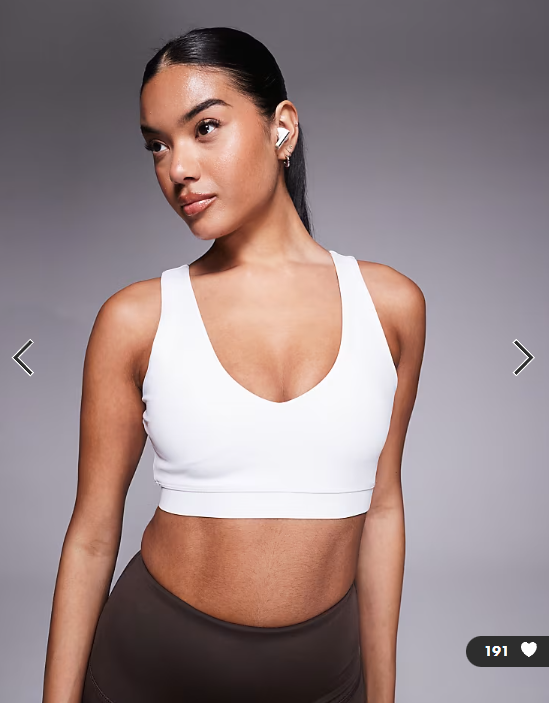 4505 racer back medium support sports bra in white