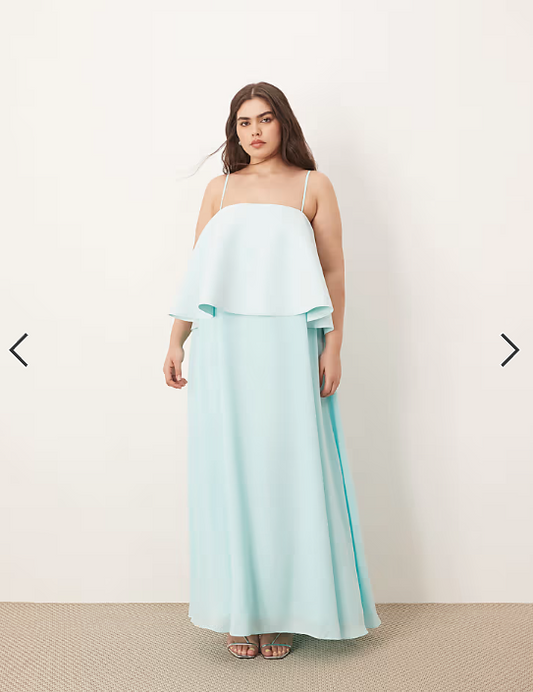 ARRANGE Curve strappy layered volume maxi dress in light blue