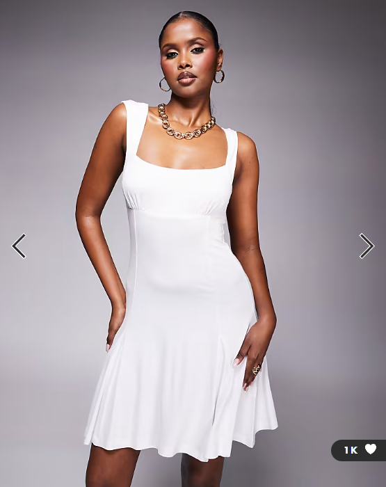 ASOS DESIGN square neck mini dress in white