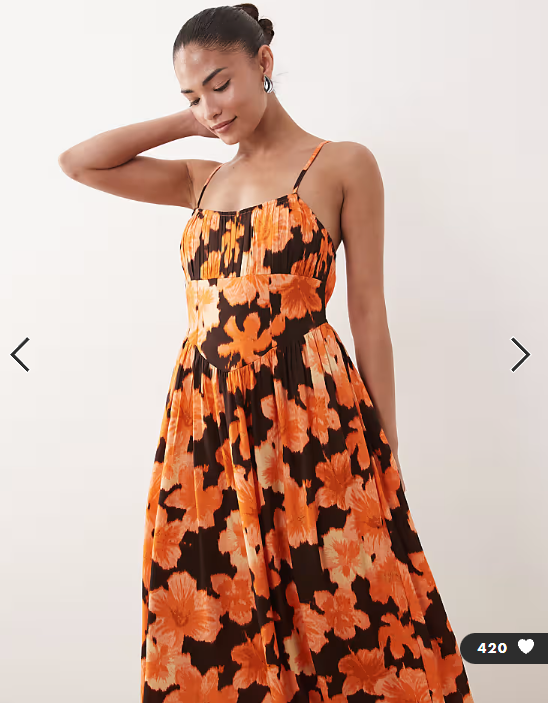 Miss Selfridge petite spun strappy maxi dress in hibiscus