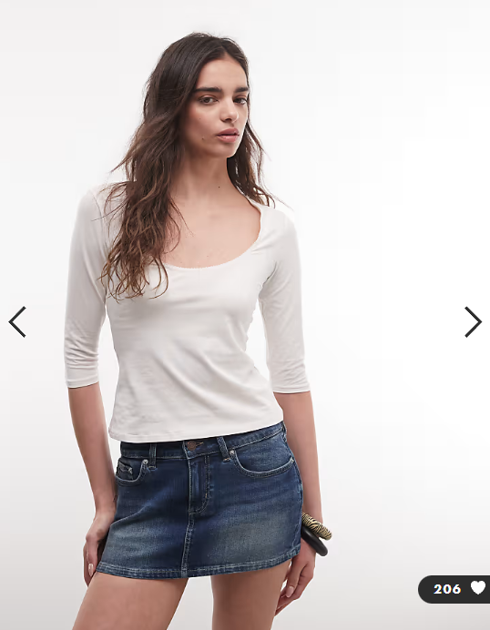 Monki cropped sleeve top in white