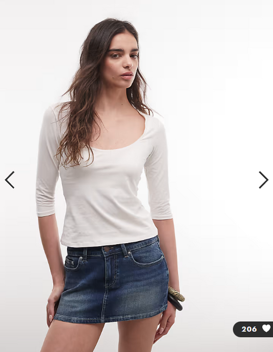 Monki cropped sleeve top in white