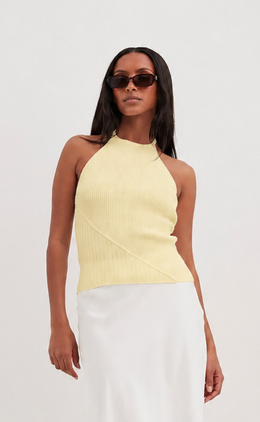 Na kd rib halterneck top yellow
