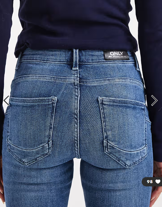 ONLY push up skinny jeans in mid blue