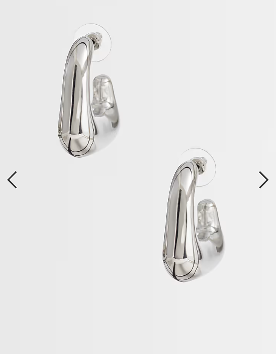 DesignB London chunky irregular hoop earrings in silver